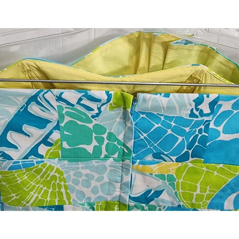 LILLY PULITZER Crystal Beaded Strapless‎ Faux Wrap Pleated Dress Lagoon Green 2 - Picture 7 of 13